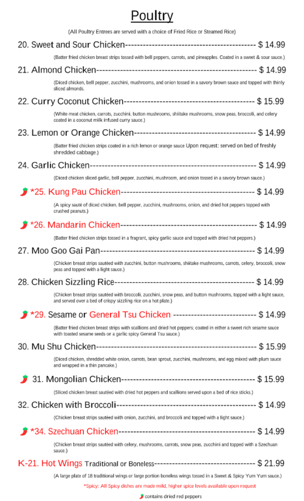Mandarin Cafe menu 2